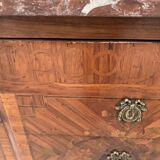 Louis XVI chest of drawers in wood veneer marquetry, 20th century