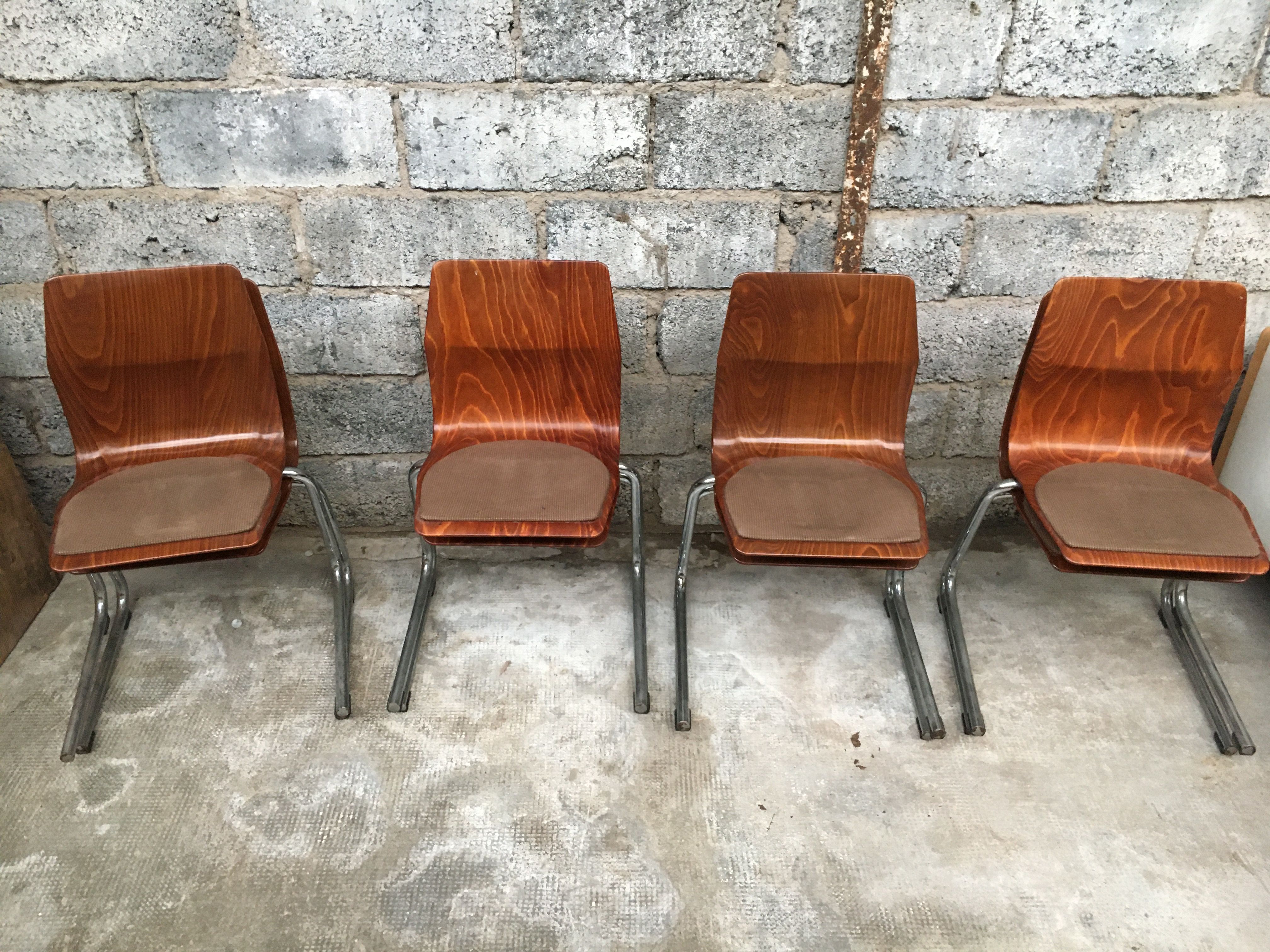 Series of 8 vintage retro stackable chairs FLOTOTTO PAGHOLZ by Adam Stegner 1960 1970