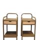 Old ochre metal bedside tables from a boarding school.