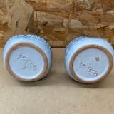 Pair of YURTSUA Candle Holders Vallauris Style Grey Ceramic Lava Vintage #B160