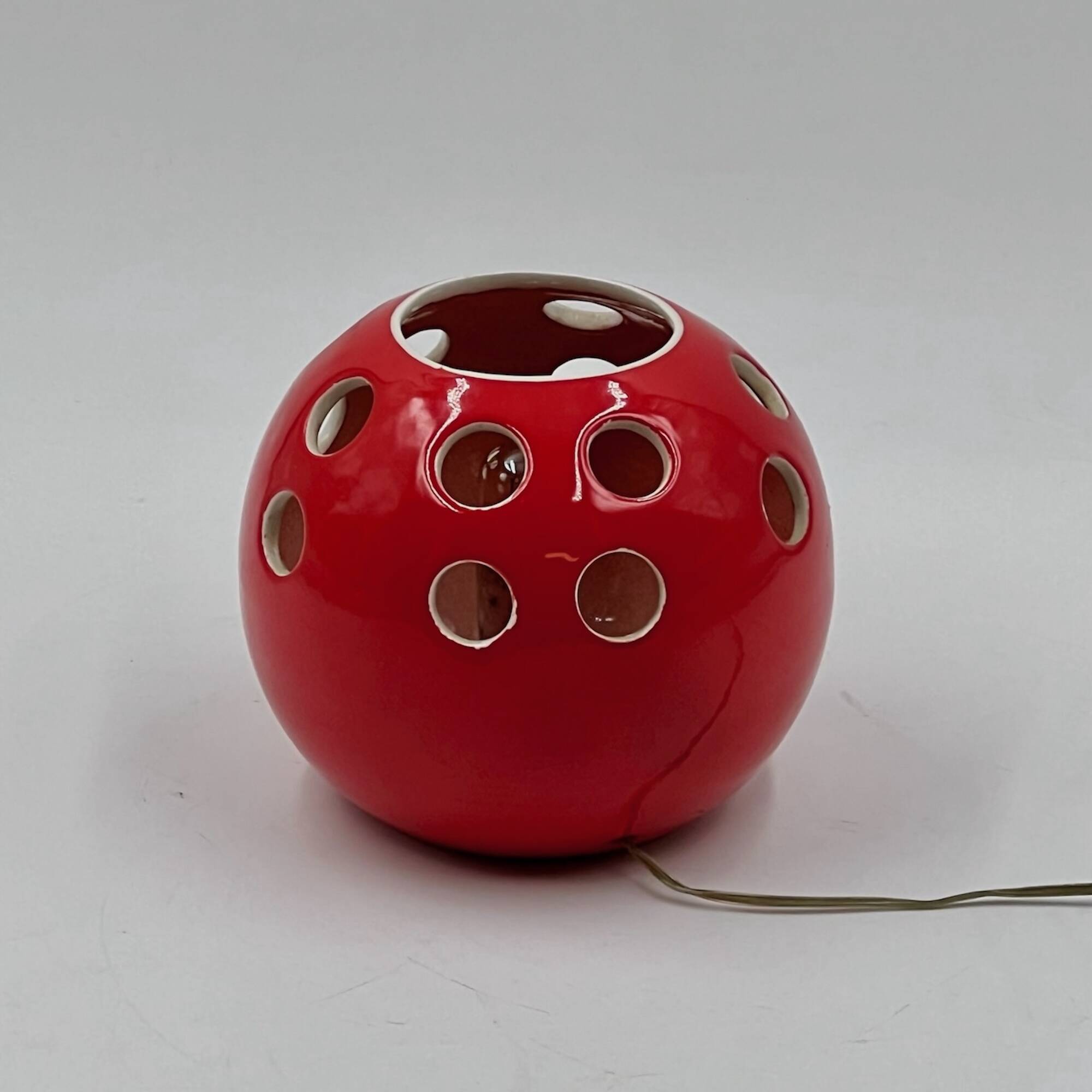 Vintage Red Ceramic Lamp Handcrafted in Italy, 1970s