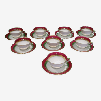 Set of 8 cups with porcelain saucers from Sologne The Archbishop