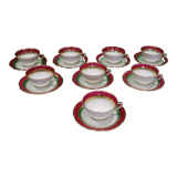 Set of 8 cups with porcelain saucers from Sologne The Archbishop