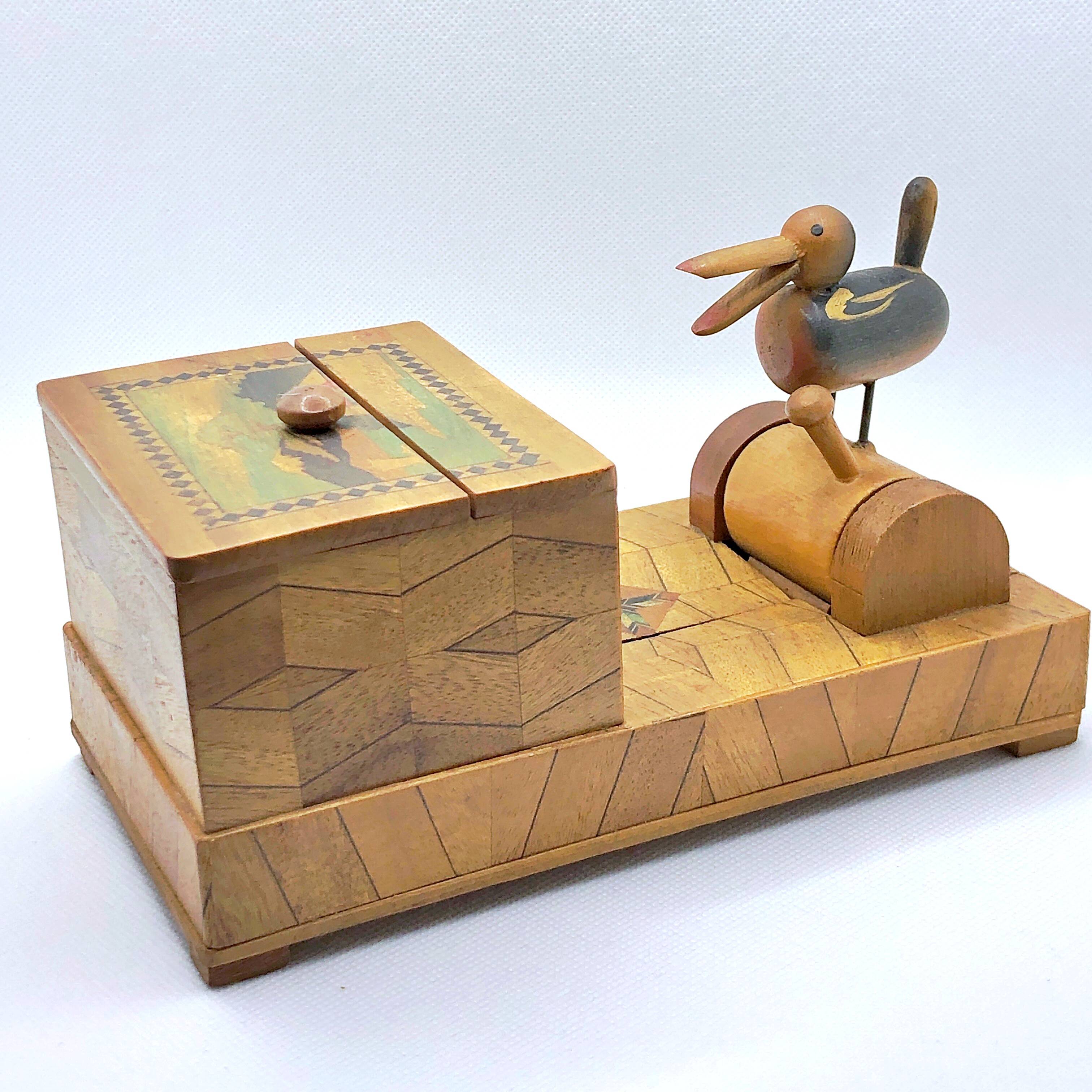 Cigarette dispenser inlaid wood Retro 30/40