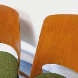 Set of 4 vintage Baumann Mondor chairs in terry cloth wood