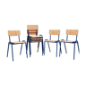 Lot 6 chaises scolaire en métal et bois