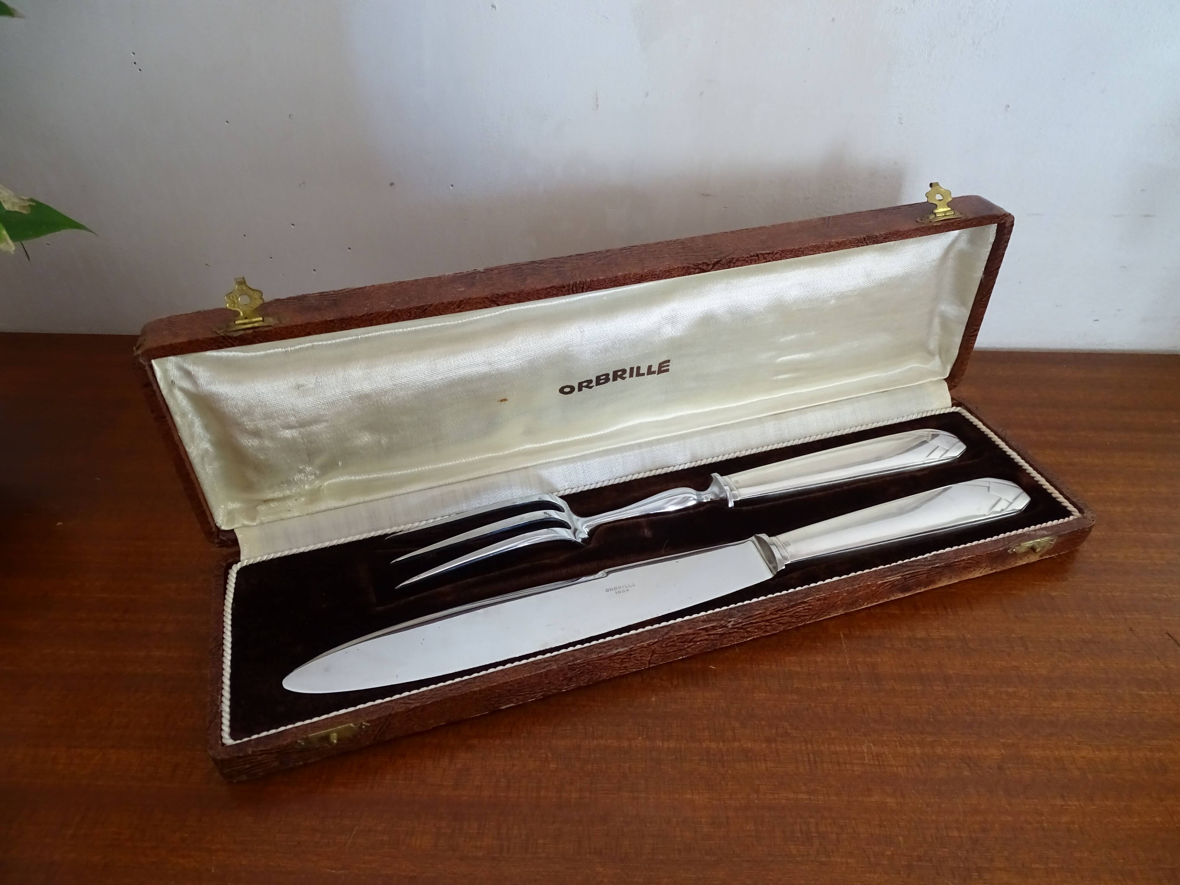 Art Deco cutlery silver metal ORBRILLE 1930 in case