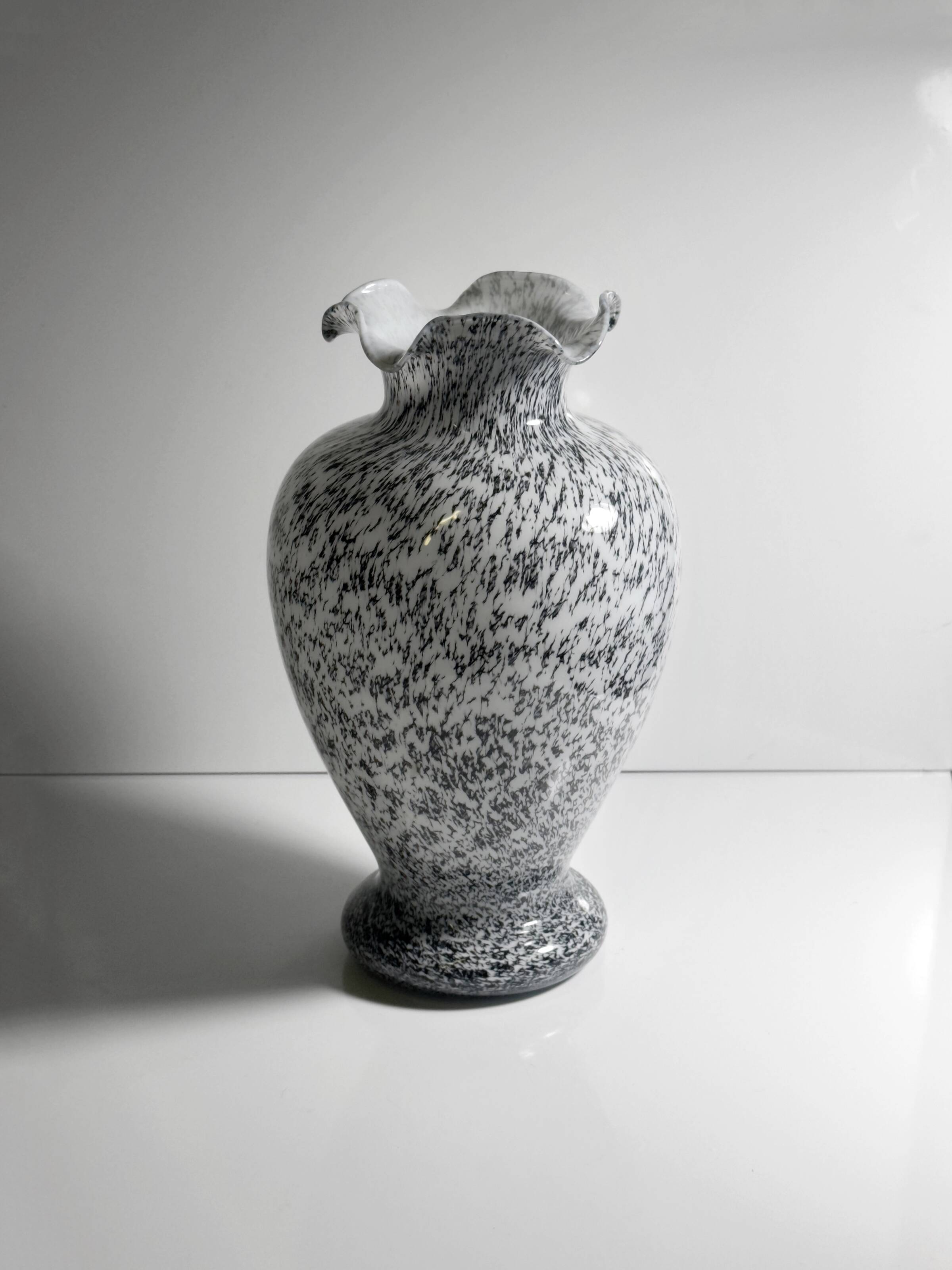 Grey speckled Murano glass vase - 1980s