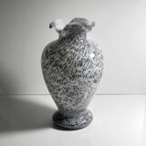 Grey speckled Murano glass vase - 1980s
