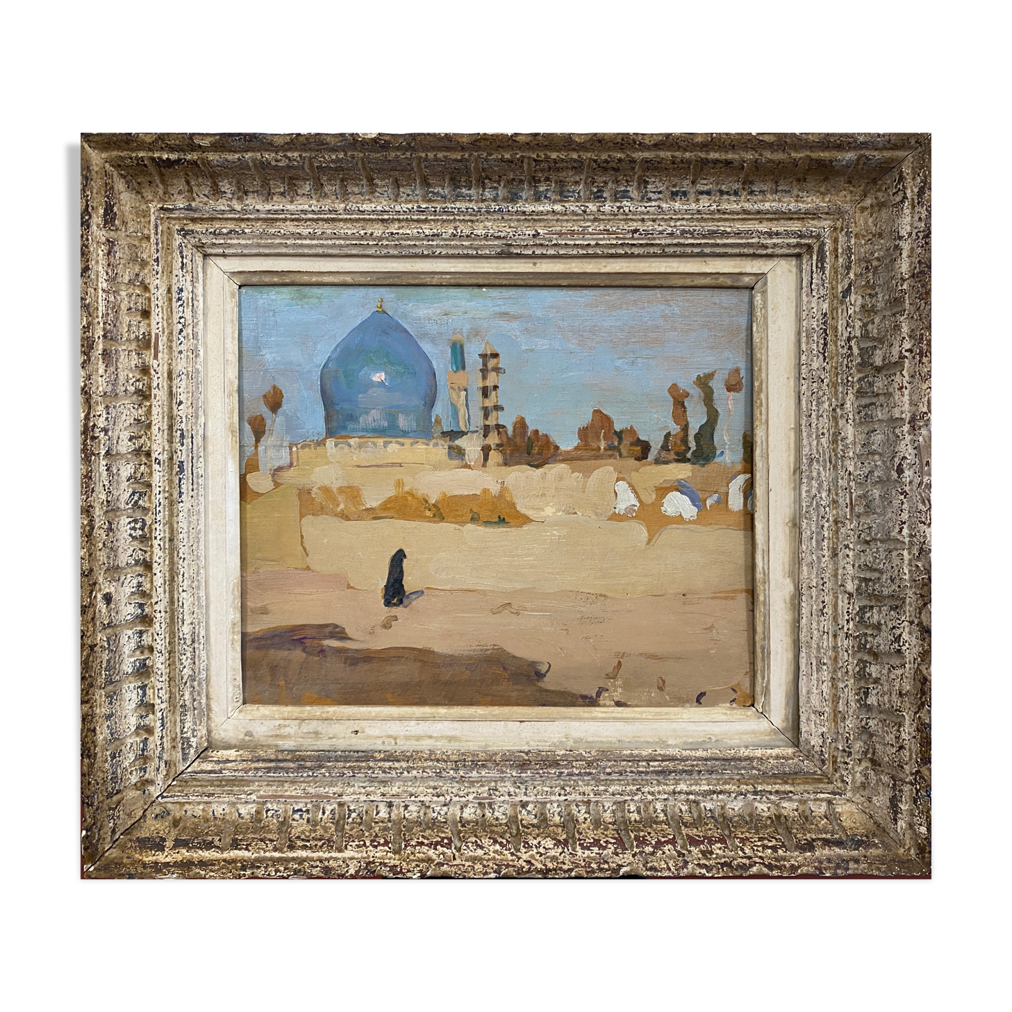 Orientalist painting "The mosque" 30's + Montparnasse frame