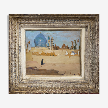 Tableau Orientaliste "La mosquée" années 30' & cadre montparnasse