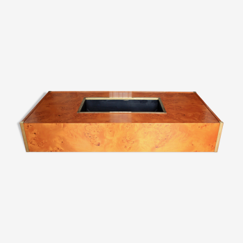 Table basse loupe d'orme et laiton