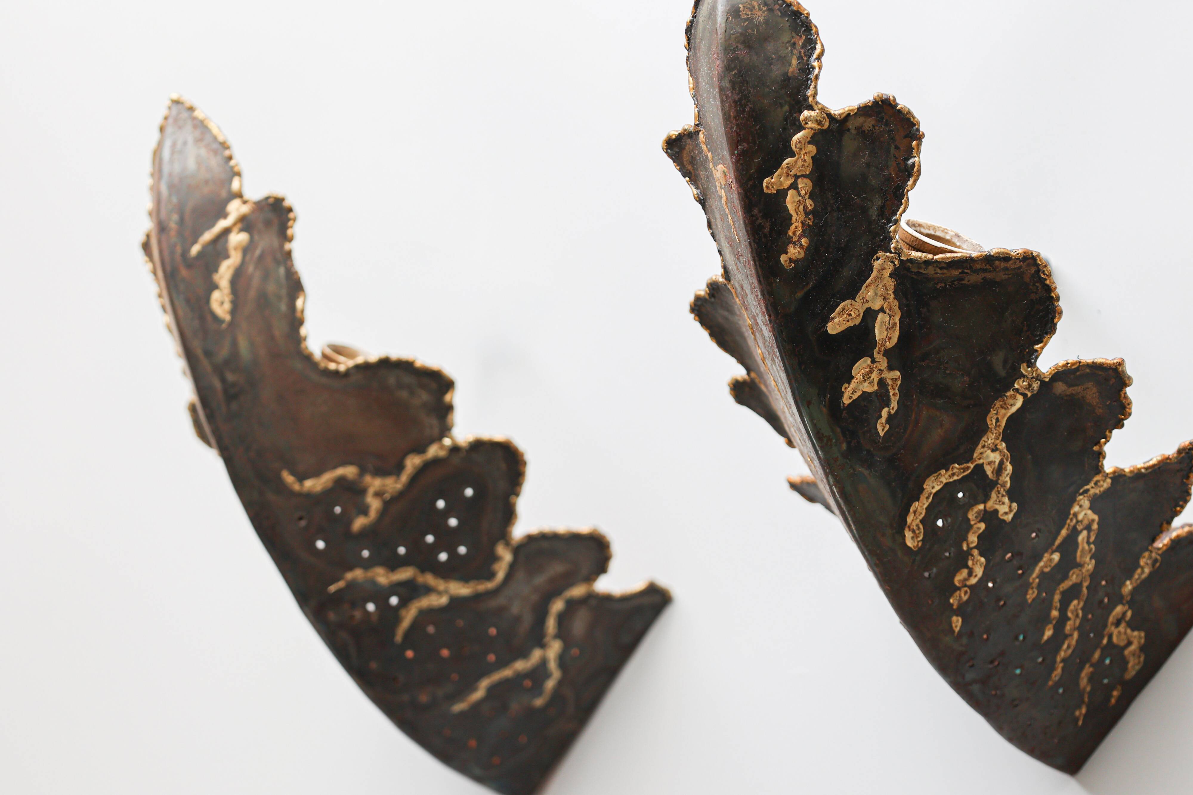 Ensemble de 2 appliques murales brutalistes belges, années 1990.