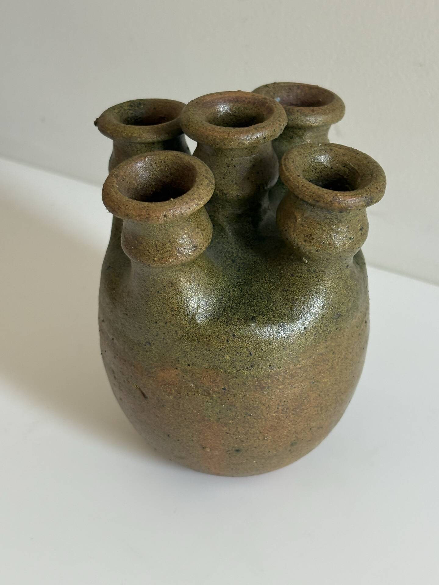 Vase with five necks in glazed stoneware