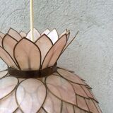 Mother-of-pearl and brass vintage lotus flower-shaped suspension