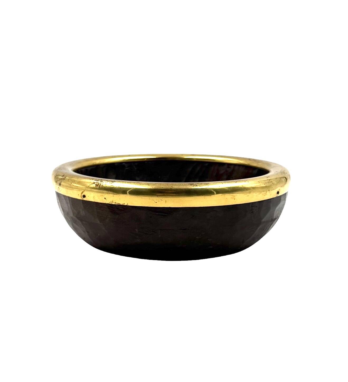 Mid-century brass and wood bowl, Italy 1970s