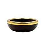 Mid-century brass and wood bowl, Italy 1970s