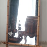 Vintage light bamboo mirror 107 x 79 cm