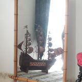 Vintage light bamboo mirror 107 x 79 cm