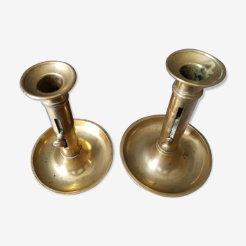 Old pair of brass candlesticks