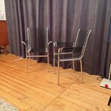 Pair of "Sandows" chairs designed by Rene Herbst, Bauhaus, France, 1980s