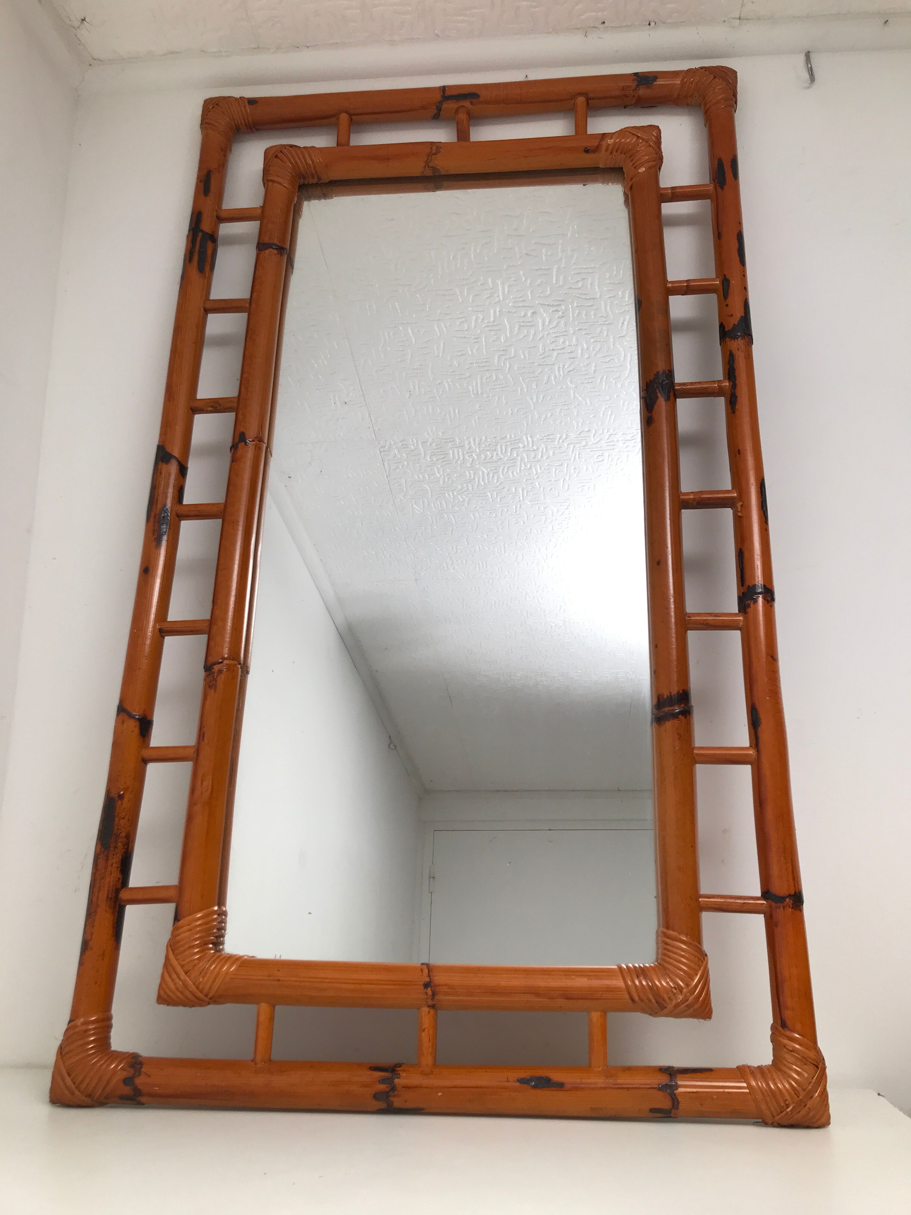 Vintage bamboo mirror