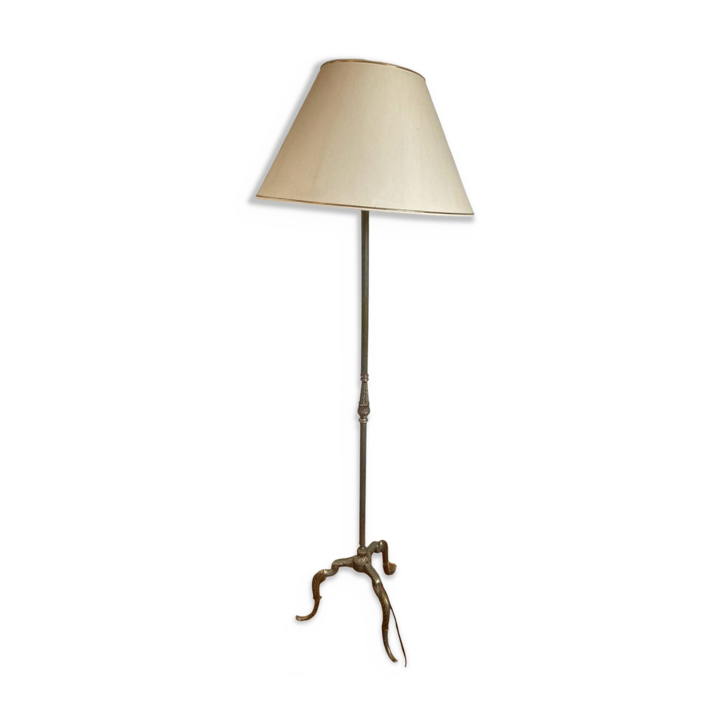 Gold-colored iron floor lamp