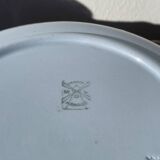 Round, flat, sky-blue ceramic salad bowl from Moulin des Loups