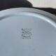 Round, flat, sky-blue ceramic salad bowl from Moulin des Loups