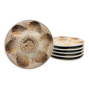 6 assiettes à Huitres/coquillages,
