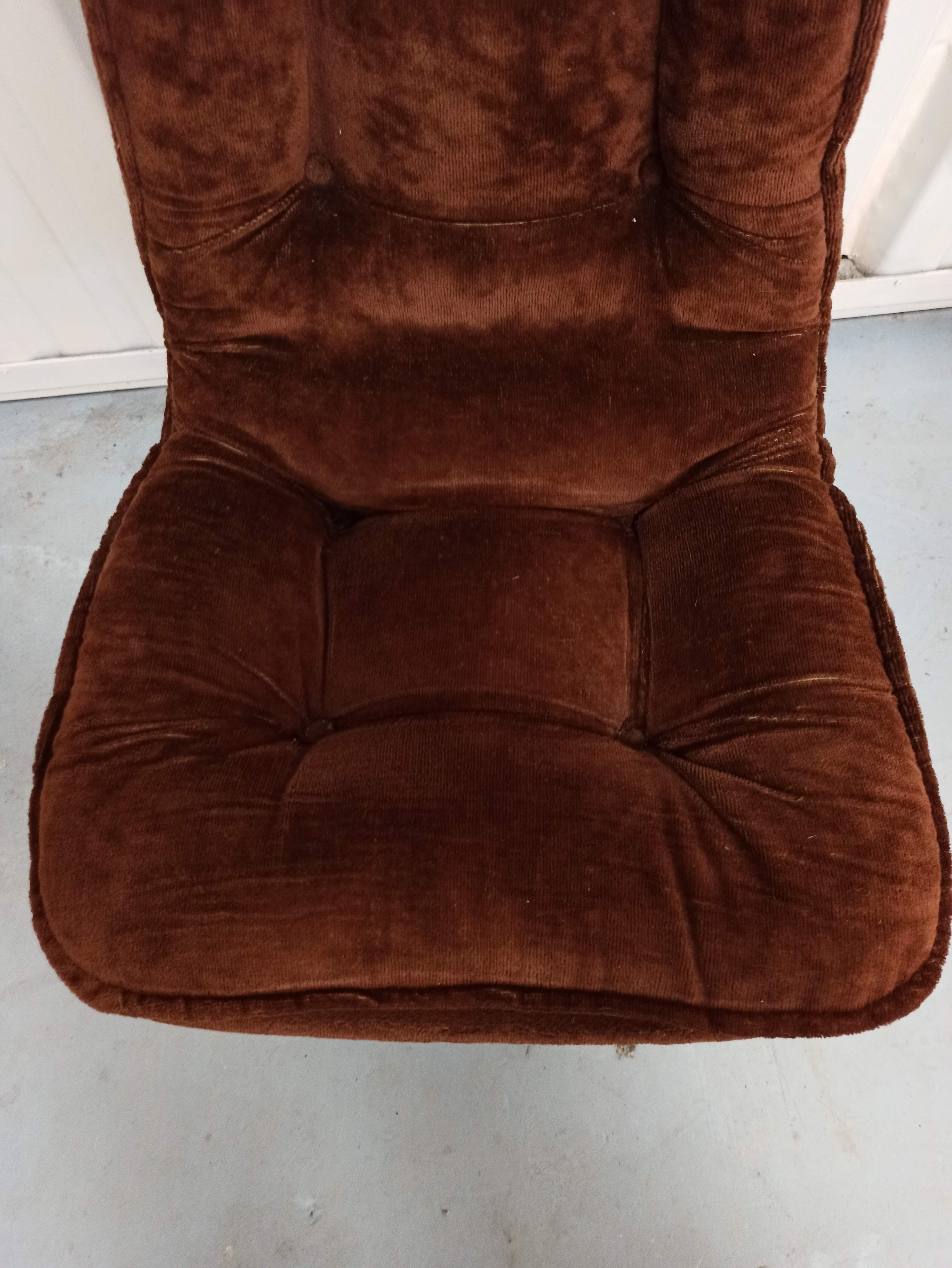 Set of 6 chrome velvet bucket chairs from the 70s