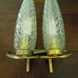 Vintage Glass Moulded Wall Sconces, 1960s, Set of 2