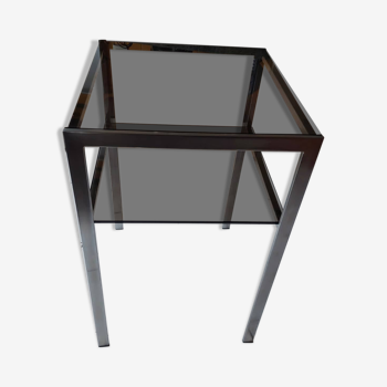 Small side table smoked glass and chrome 1970