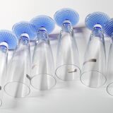 Set of 6 Vintage Blue-Footed Glasses /Rare Tall Tumblers / Zwiesel Glas / G