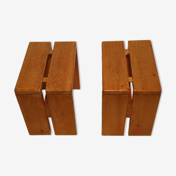 Pair of Charlotte Perriand stools for Les Arcs 1960