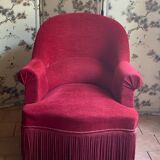 Fauteuil crapaud velours bordeaux
