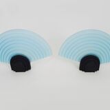 Pair of AV Mazzega wall lights in blue Murano glass. 1980s