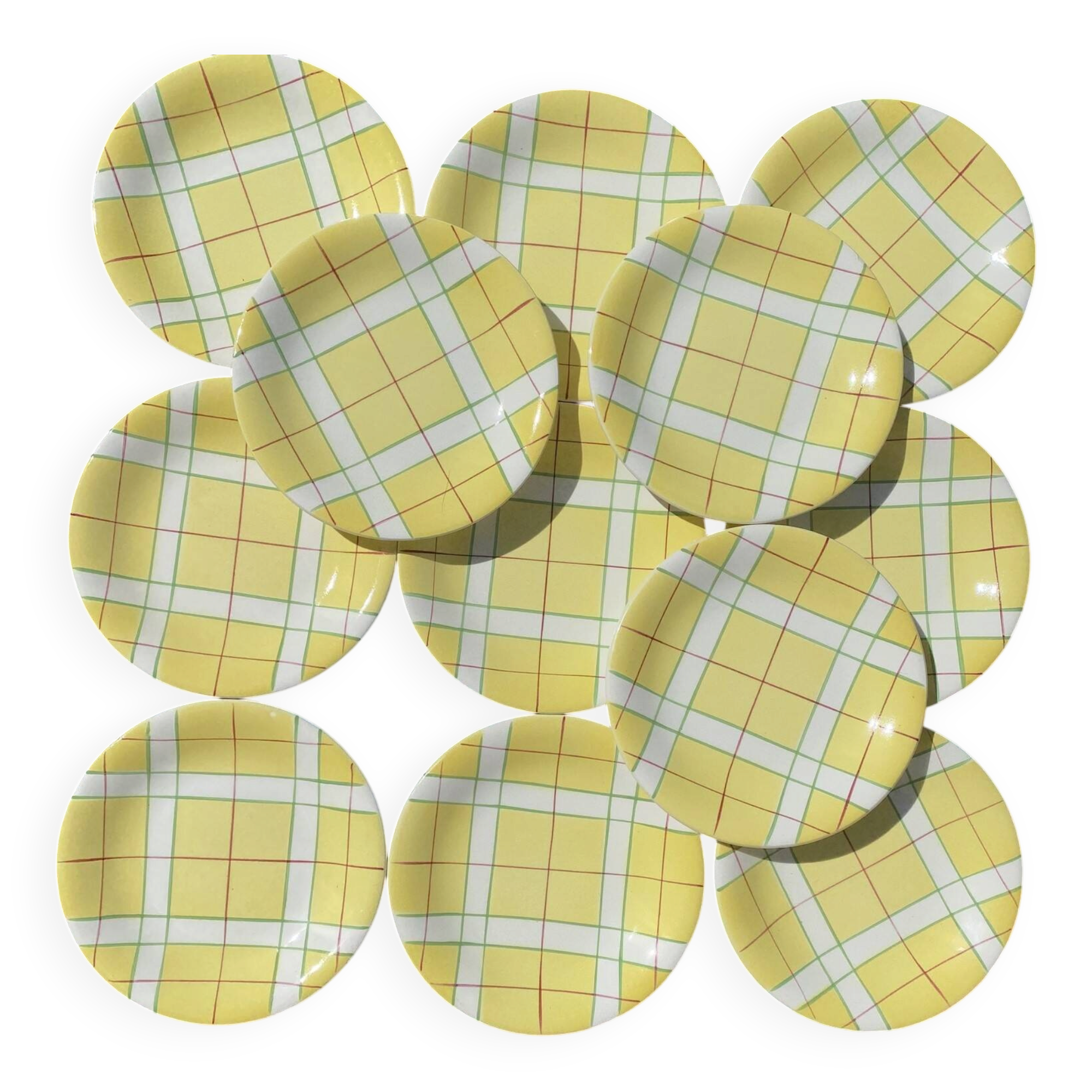 Dessert plates Salins France towel pattern from the 50s-60s.
