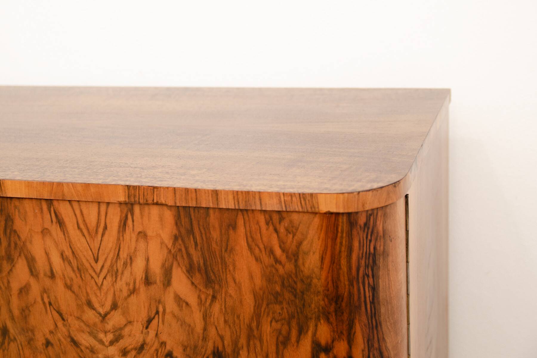 Fully renovated art deco walnut sideboard, 1930s, czechoslovakia