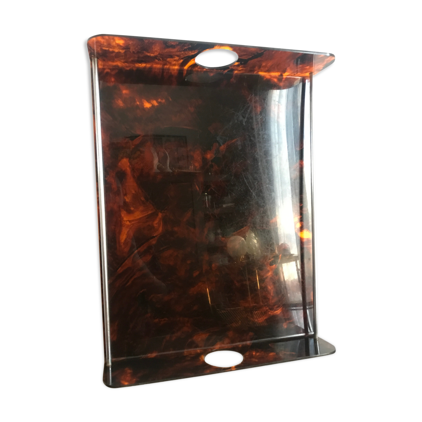 Tray in lucite tortoiseshell way circa 1970