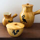 Ceramic coffee set imitation wood Grandjean-Jourdan Vallauris