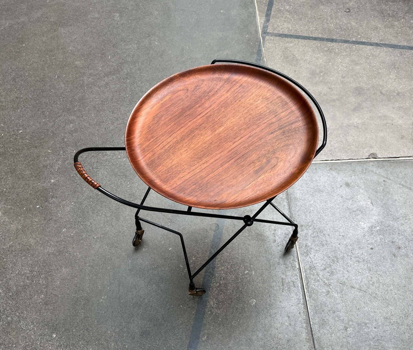 Modern folding teak trolley from the mid-century, Sweden, 1960s