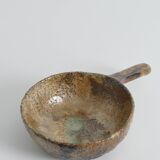 Textured Stoneware Bowl with Sculptural Handle, Handmade Studio Ceramic
