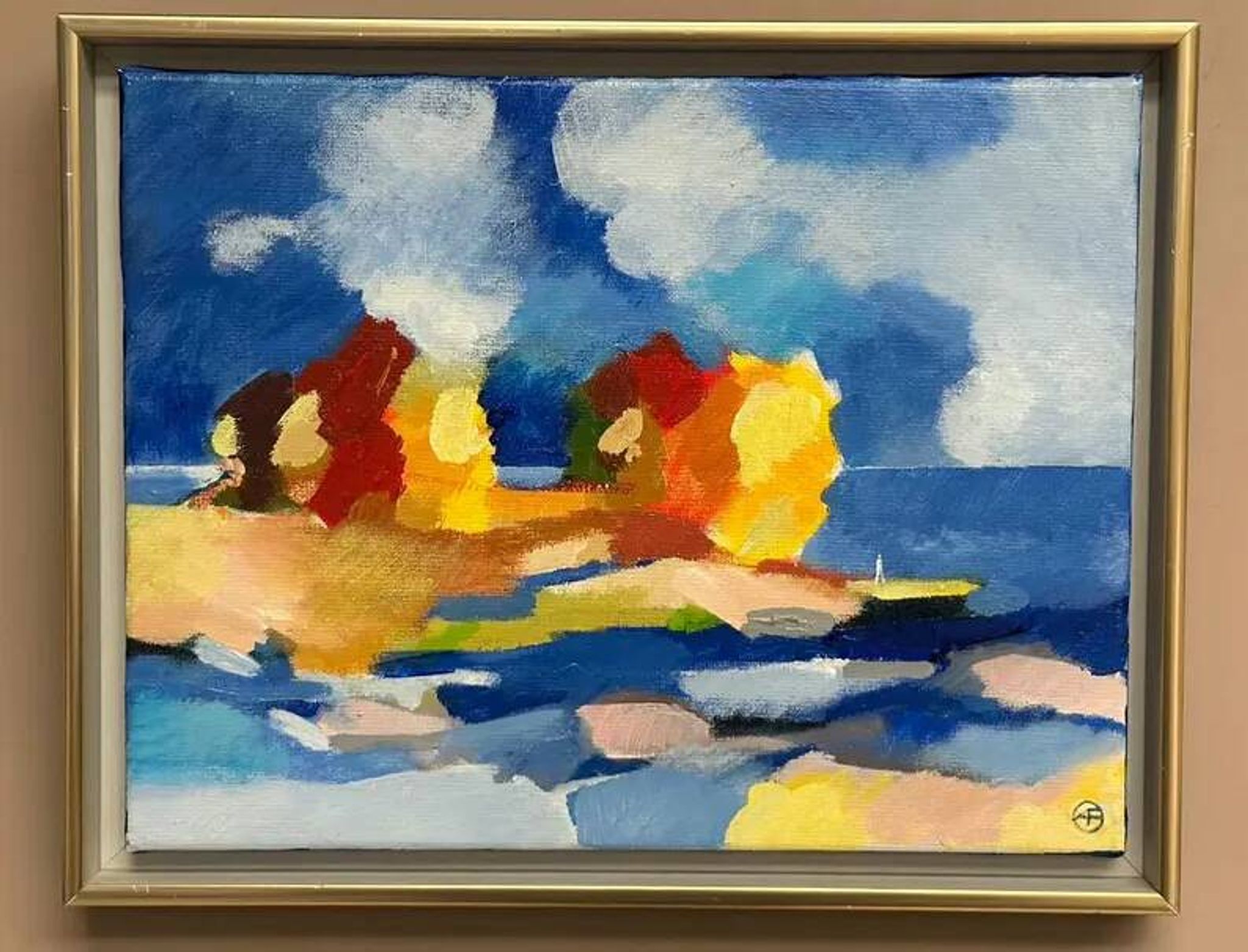 Original Swedish Oil on Canvas – “The Wandering Poet” by Anita Fröding – Signed – Vintage and Framed – 39 × 31 cm (15.4" × 12.2")