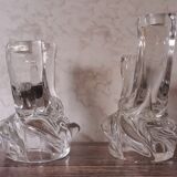 Paire de bougeoirs deux branches cristal
