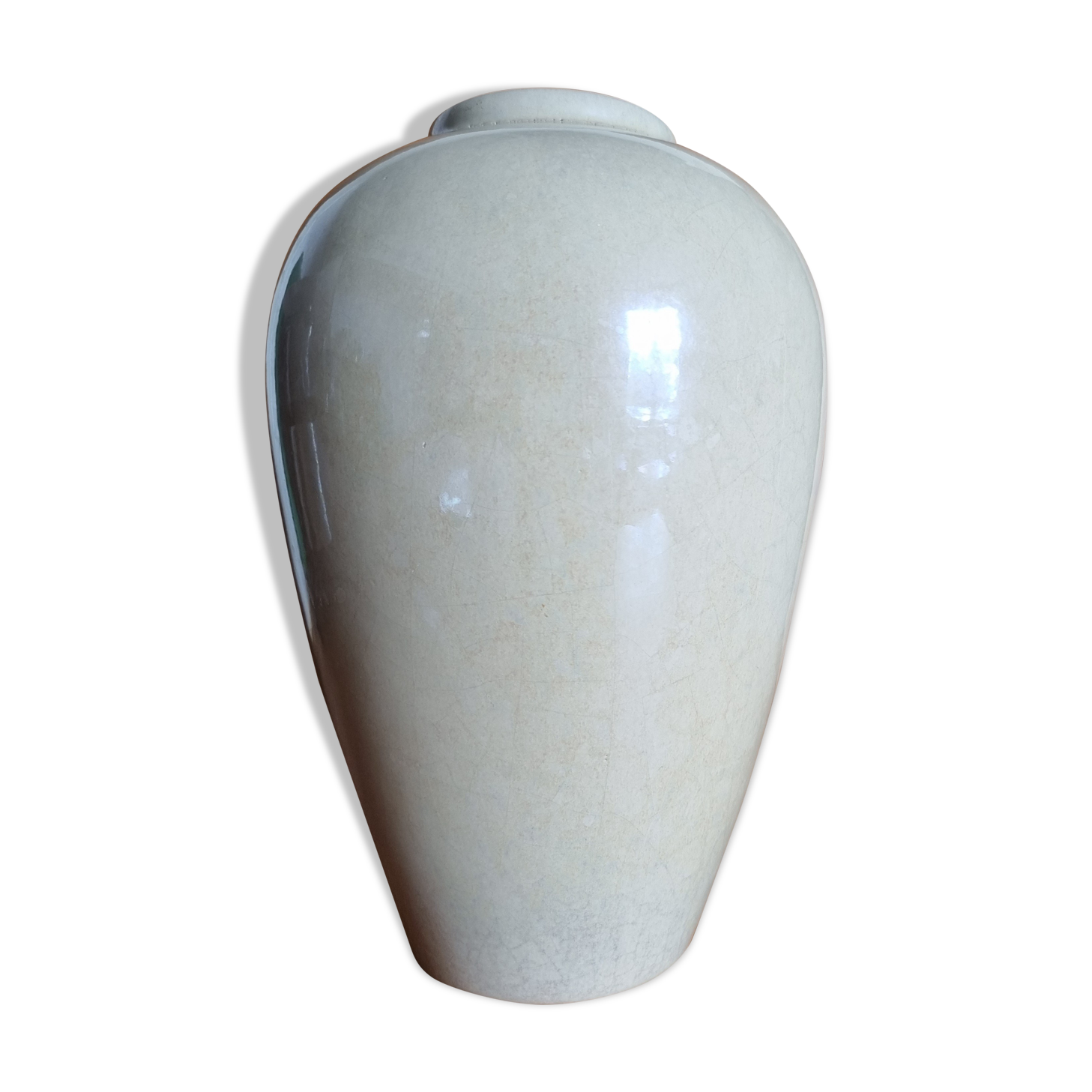 Vintage vase Art Deco style beige iridescent