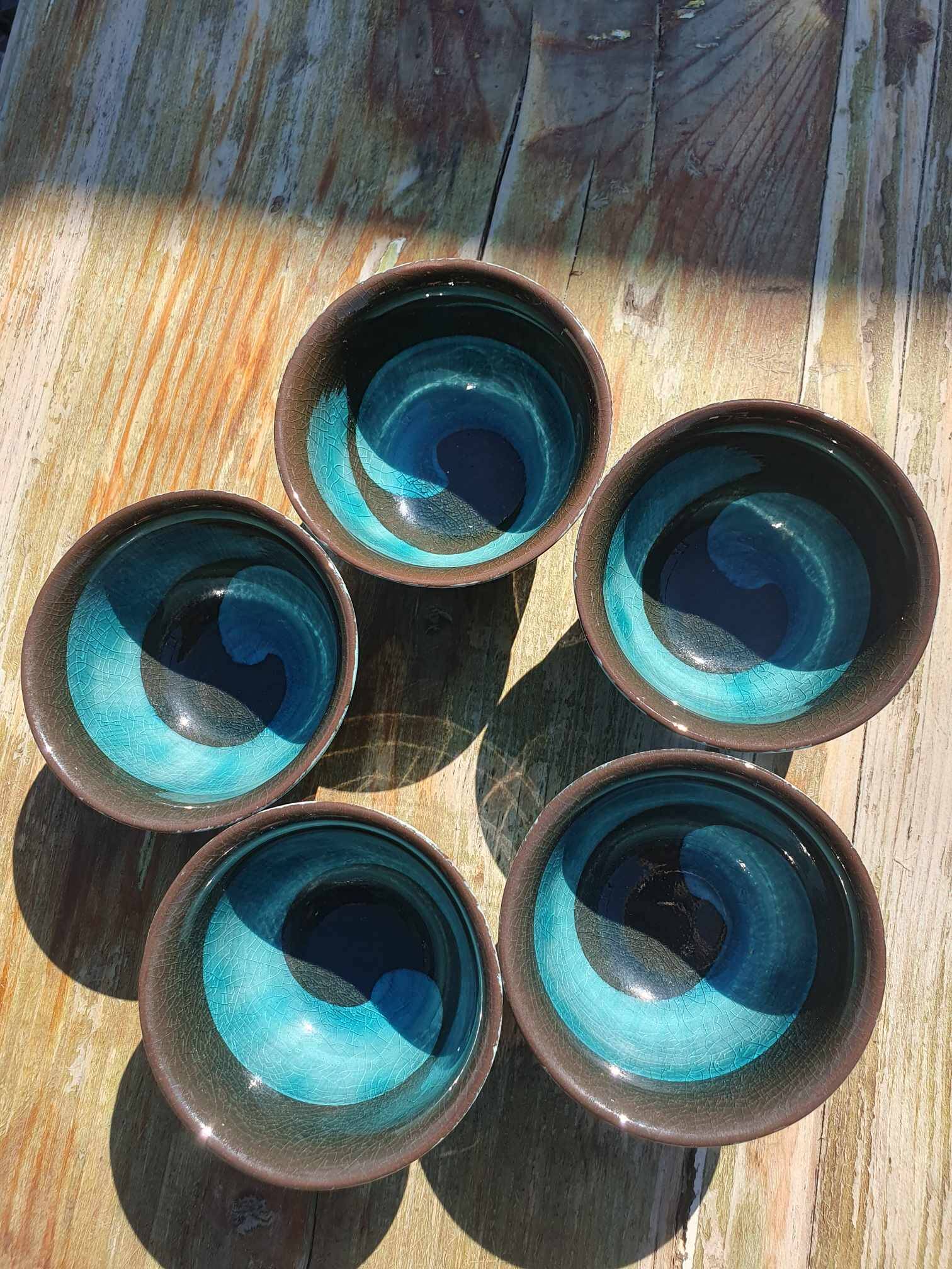 Frank Brooks, formerly of Wedgwood, A Set of Five Japanese Sake Cups.