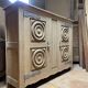 Low furniture in sanded/shot-blasted solid oak - Breton style