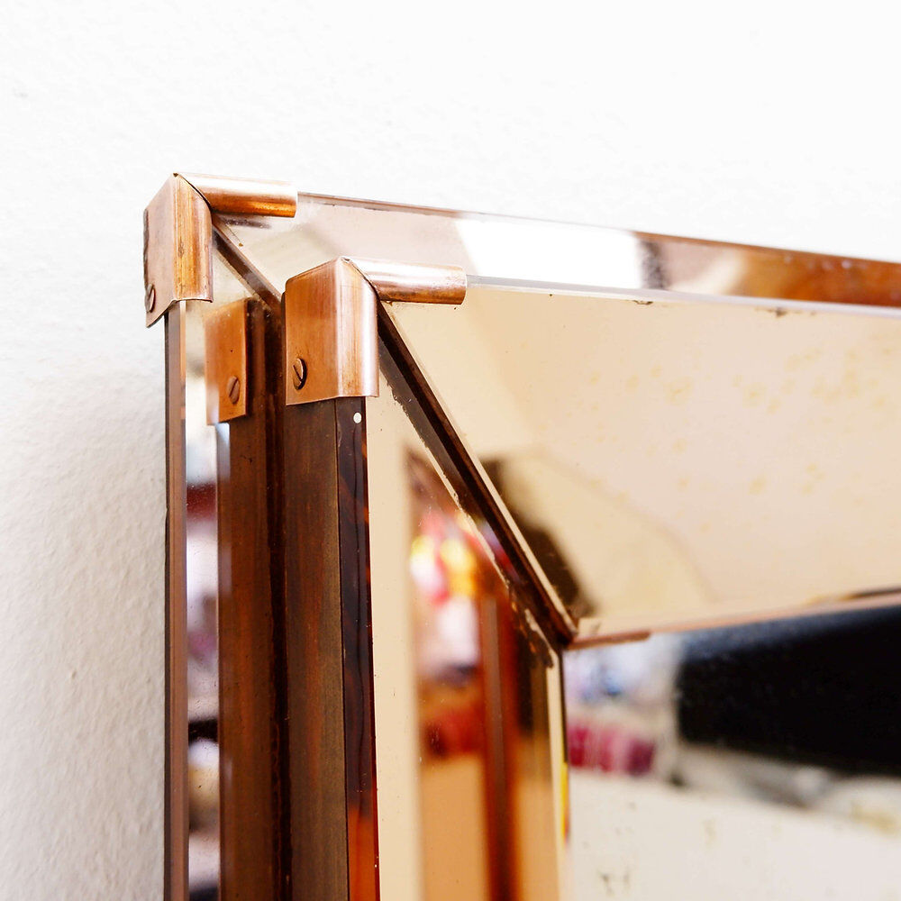 Rectangular mirror with pink parclose attributed to Jacques Adnet - circa 1940