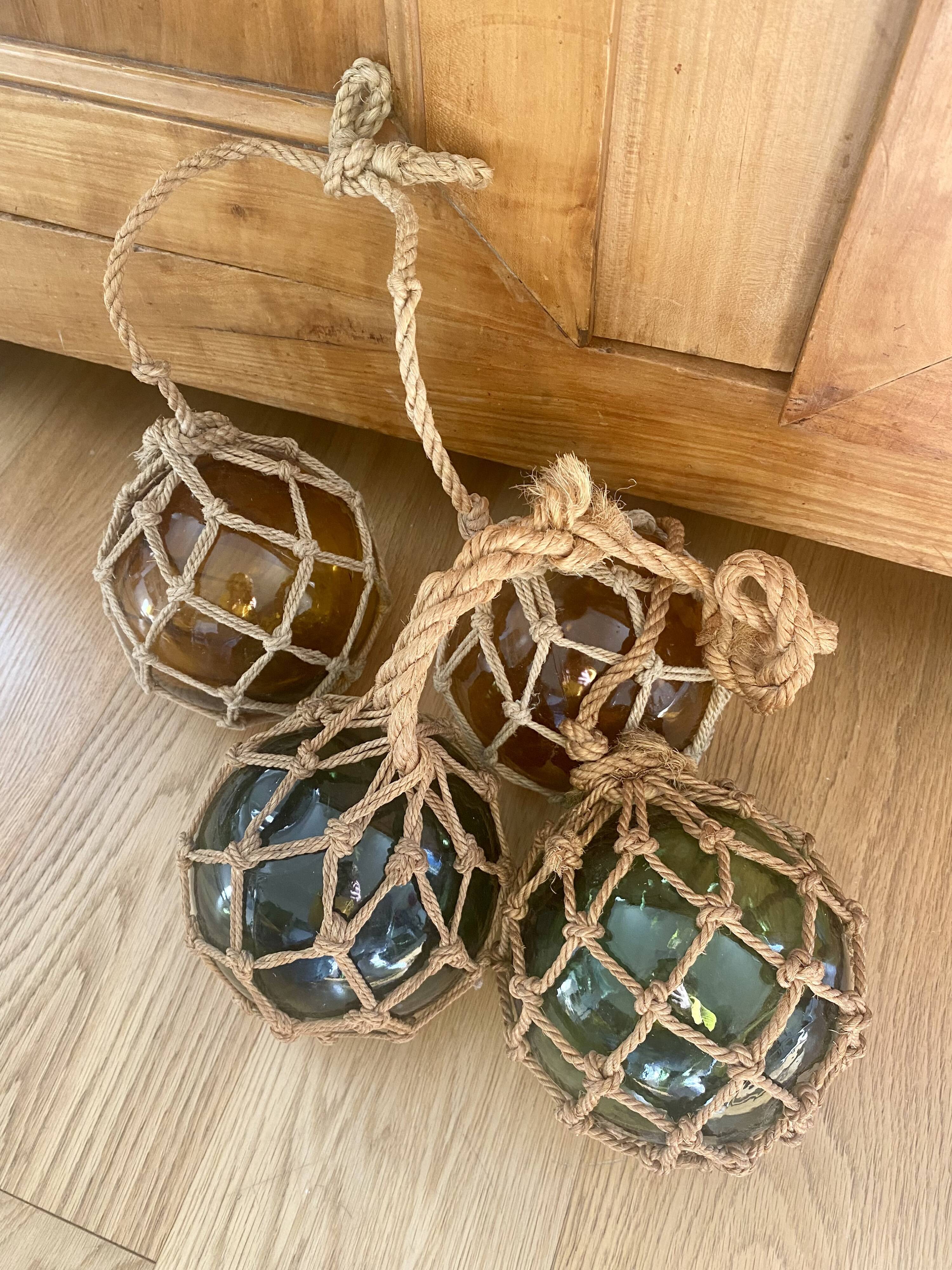 4 vintage fisherman float balls